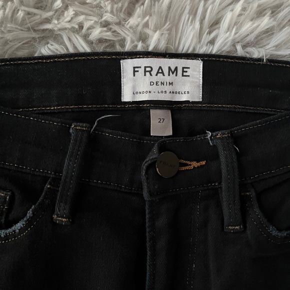 Frame London Skinny Jeans Dark Denim with intentional rips Size 27 - Picture 2 of 5